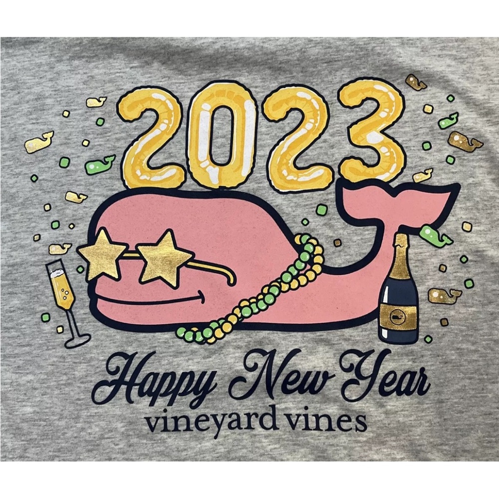 NEW Vineyard Vines Gray Heather Long Sleeve Shirt NYE Champagne SZ Med